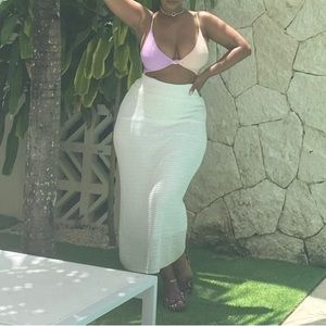 White knitted designer Aqua maxi skirt